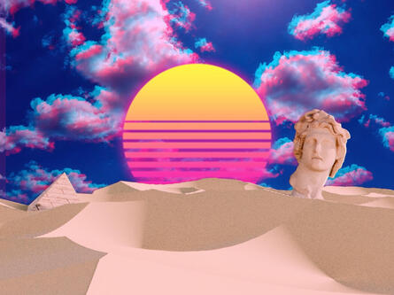 3D and 2D Desert Vaporware Background